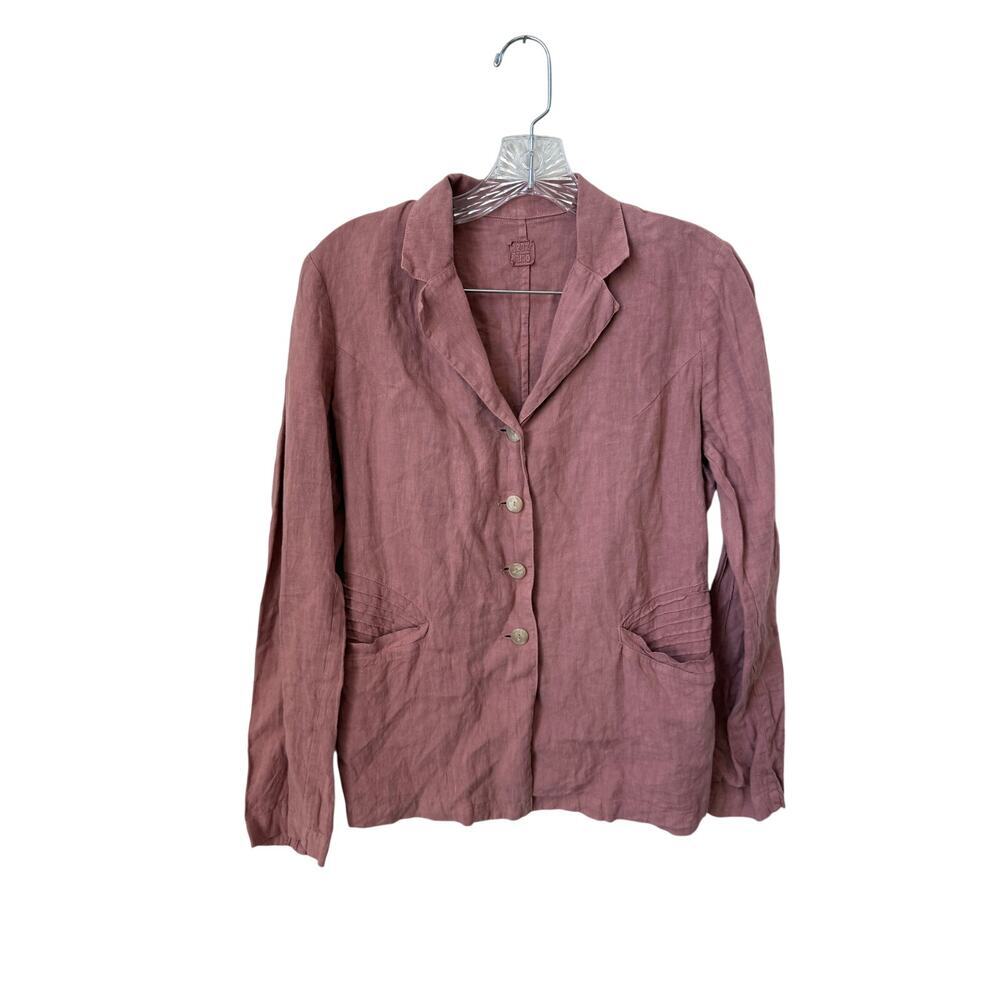 120% Lino Pink Linen Long Sleeve Button Up Stop Size 40 (XS)